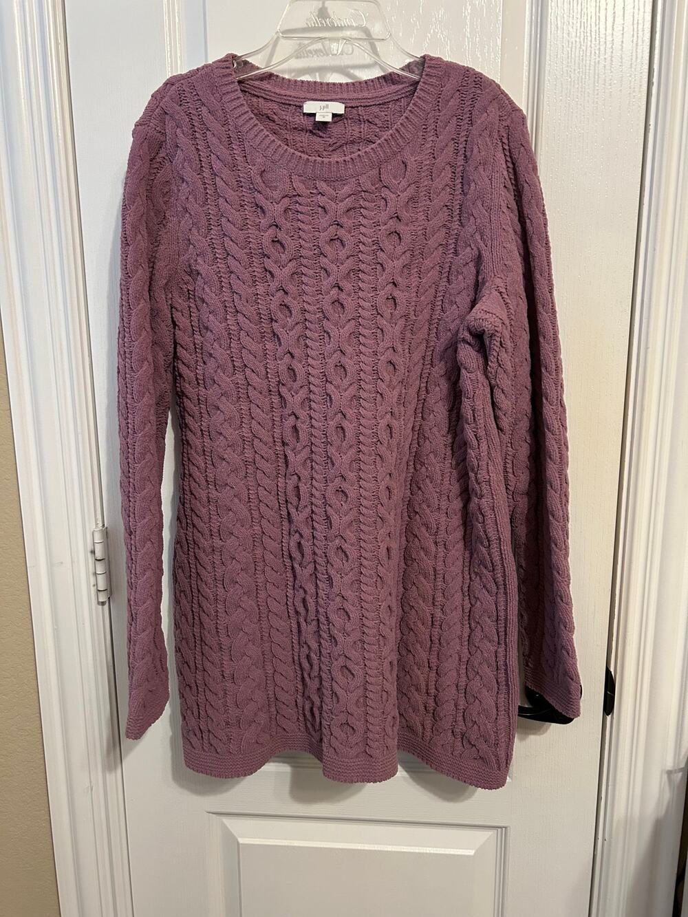 J. Jill Classic Chenille Cable-Knit Crew Tunic Sweater M